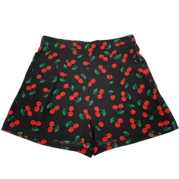 ANTHROPOLOGIE FREE GENERATION CHERRY RUFFLE PEPLUM CAMI HIGH WAISTED SHORT SET - Picture 6 of 16